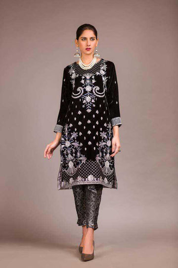 Adan Libas Solvent Resham Velvet Kurti 2021